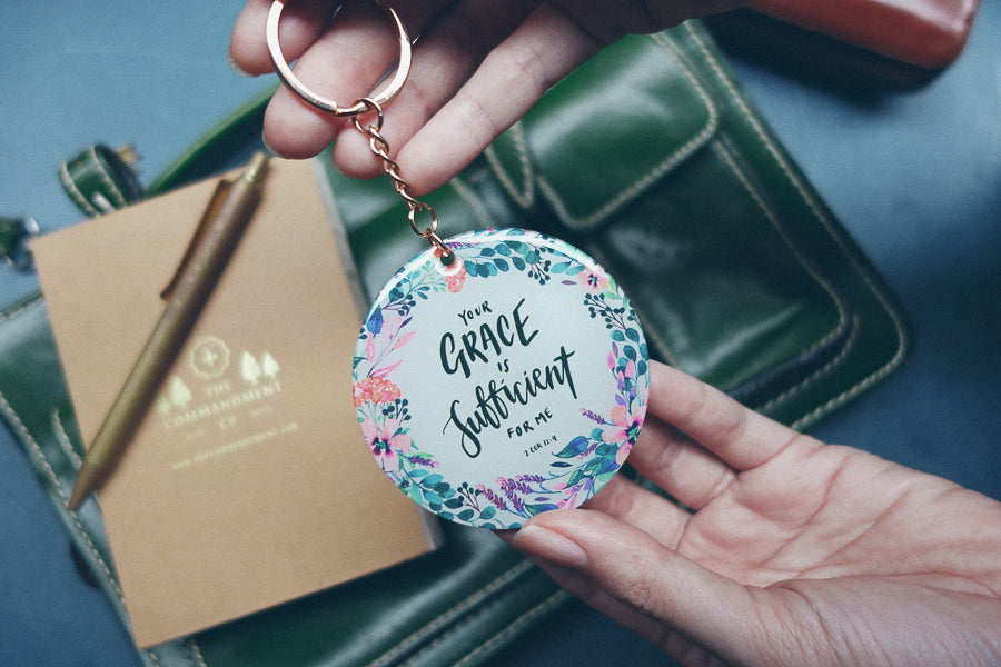 Your Grace Is Sufficient For Me {Keychain & Car Charm} - Keychain by The Commandment, The Commandment Co