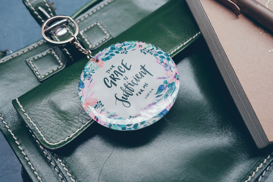 Your Grace Is Sufficient For Me {Keychain & Car Charm} - Keychain by The Commandment, The Commandment Co