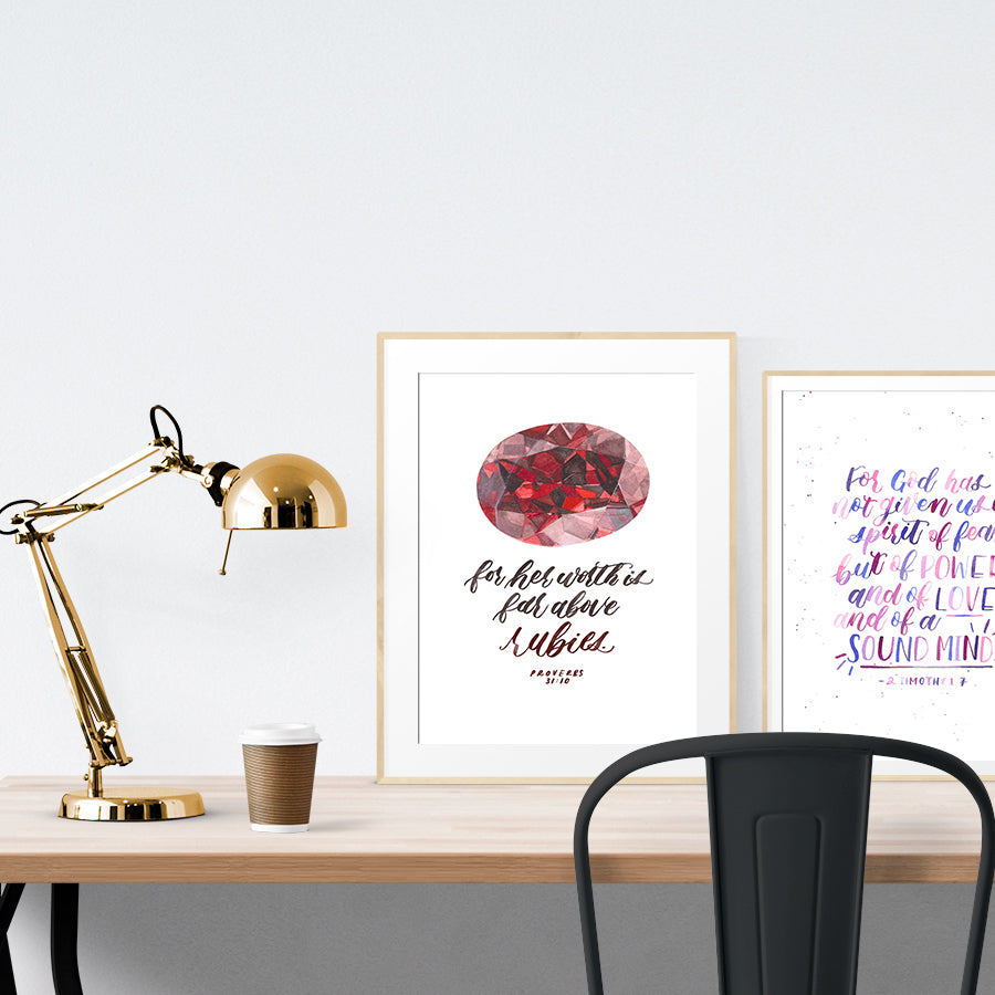 Worth Far Above Rubies {Poster} - Posters by Flowering Words, The Commandment Co , Singapore Christian gifts shop
