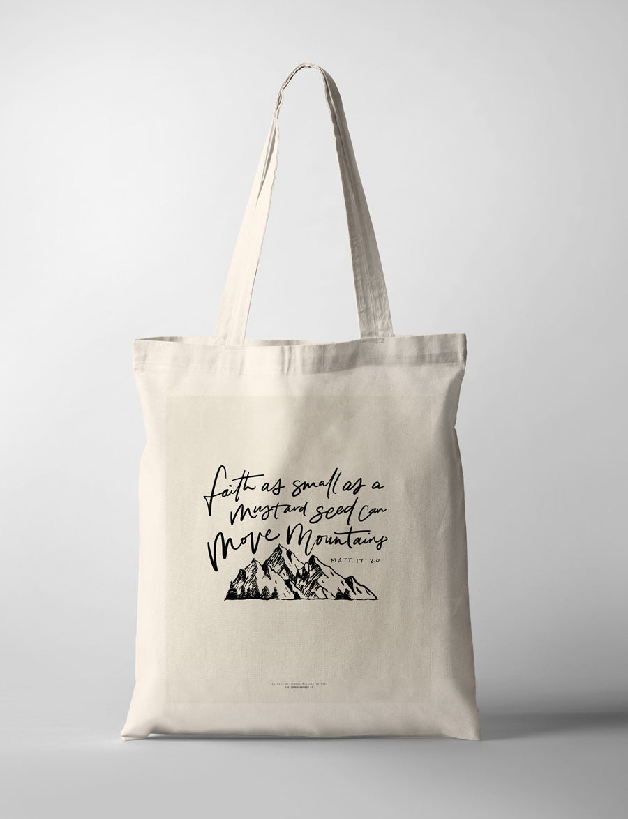 Little Mustard Seed Can Move Mountains {Tote Bag} - tote bag by Hannah Letters, The Commandment Co , Singapore Christian gifts shop