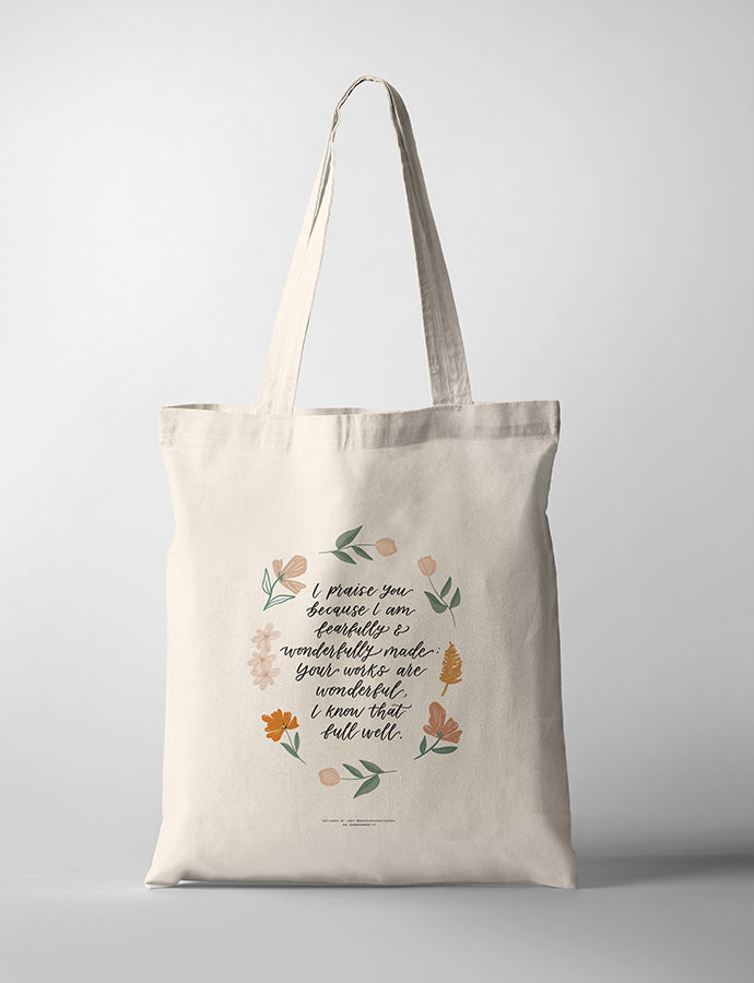 Fearfully and Wonderfully Made {Tote Bag} - tote bag by Branches and Strokes, The Commandment Co , Singapore Christian gifts shop