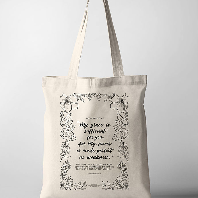 My Grace is Sufficient {Tote Bag} - tote bag by Branches and Strokes, The Commandment Co , Singapore Christian gifts shop