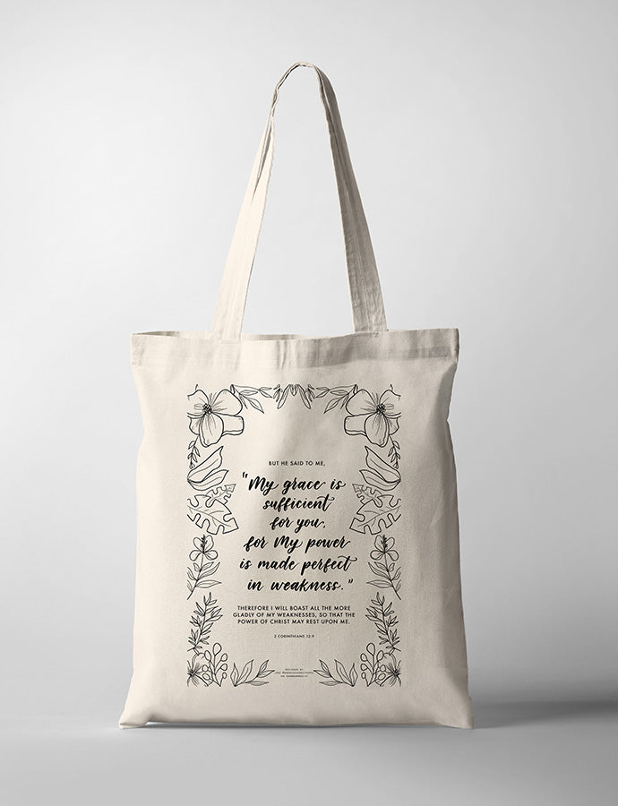 My Grace is Sufficient {Tote Bag} - tote bag by Branches and Strokes, The Commandment Co , Singapore Christian gifts shop
