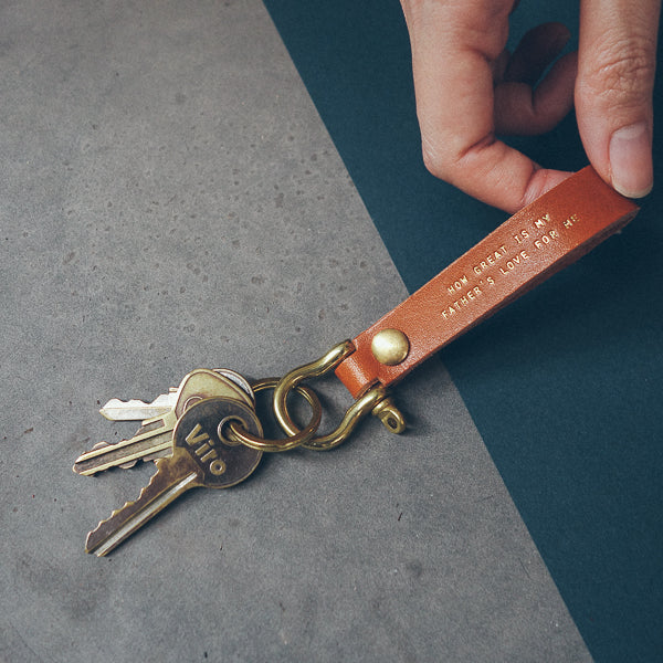 Leather Keychain with Brass - Keychain by The Messenger by TCCO, The Commandment Co , Christian Gifts Store Singapore