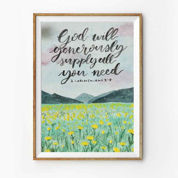 God Will Generously Supply All Your Needs {Poster} - Posters by P.Paints, The Commandment Co , Singapore Christian gifts shop