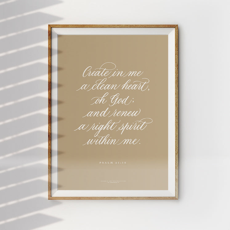 Clean Heart {Poster} - Posters by Ink Scripture, The Commandment Co , Singapore Christian gifts shop