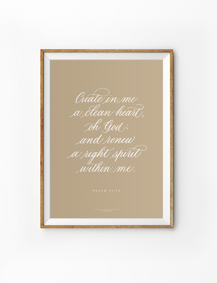 Clean Heart {Poster} - Posters by Ink Scripture, The Commandment Co , Singapore Christian gifts shop