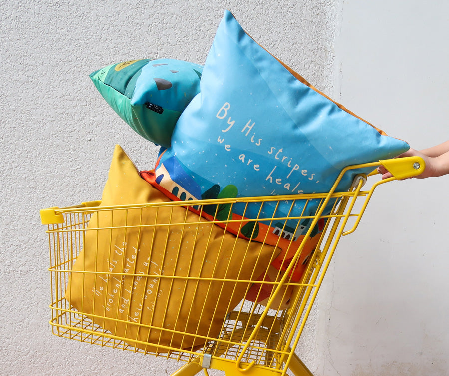 He Heals the Brokenhearted Christian cushion cover styled for everyday home décor