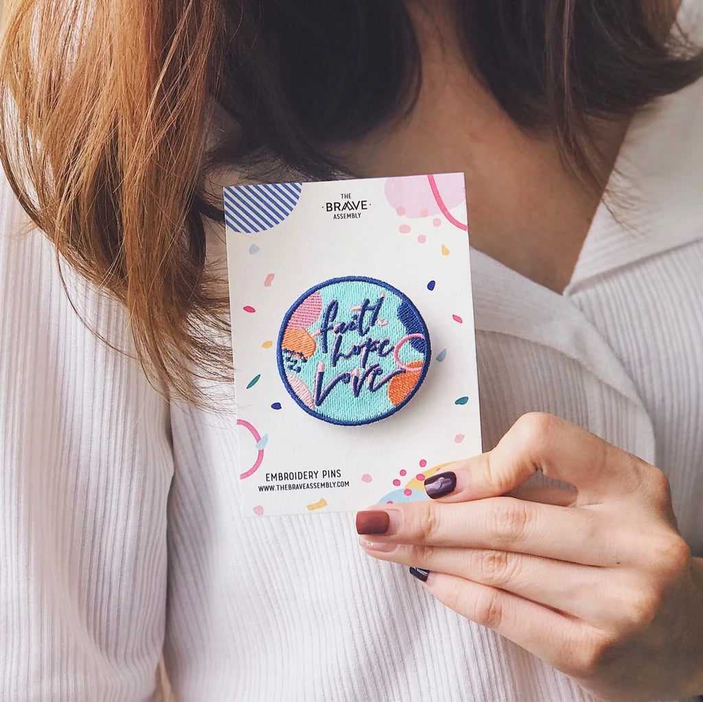 FAITH HOPE LOVE {Embroidery Pin} - Accessories by The Brave Assembly, The Commandment Co , Singapore Christian gifts shop