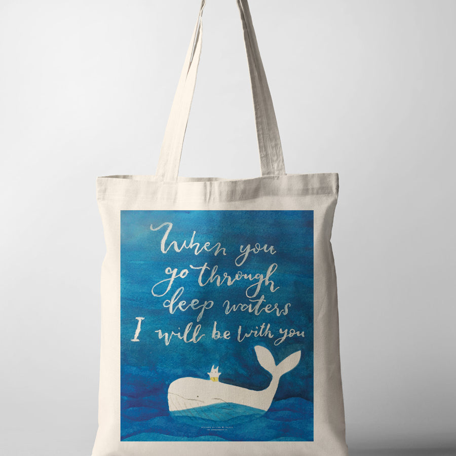 When You Go Through Deep Waters I Will Be With You {Tote Bag} - tote bag by P.Paints, The Commandment Co , Singapore Christian gifts shop