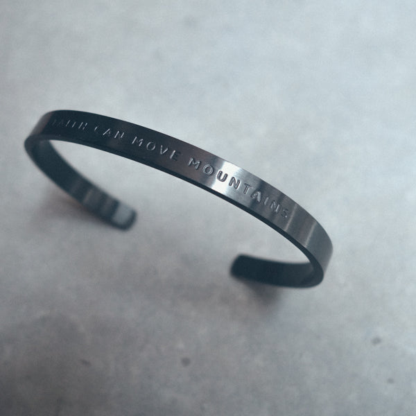 Faith Can Move Mountains Black on Black Verse Band by J&Co Foundry.