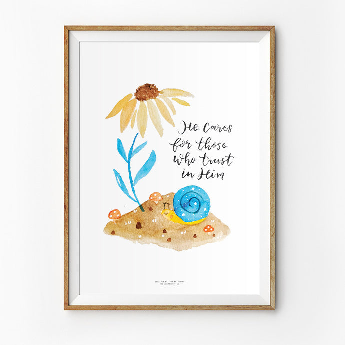 He Cares For Those Who Trust in Him {Poster} - Posters by P.Paints, The Commandment Co , Singapore Christian gifts shop