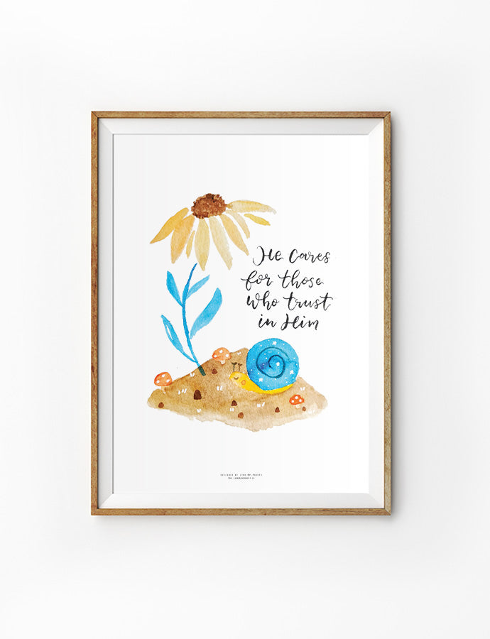 He Cares For Those Who Trust in Him {Poster} - Posters by P.Paints, The Commandment Co , Singapore Christian gifts shop