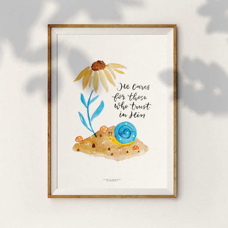 He Cares For Those Who Trust in Him {Poster} - Posters by P.Paints, The Commandment Co , Singapore Christian gifts shop