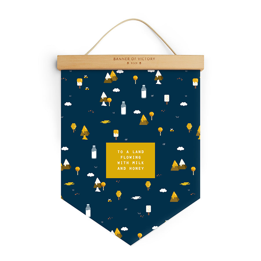 To A Land Flowing With Milk And Honey {Banner of Victory} - Banners by The Commandment Co, The Commandment Co , Singapore Christian gifts shop