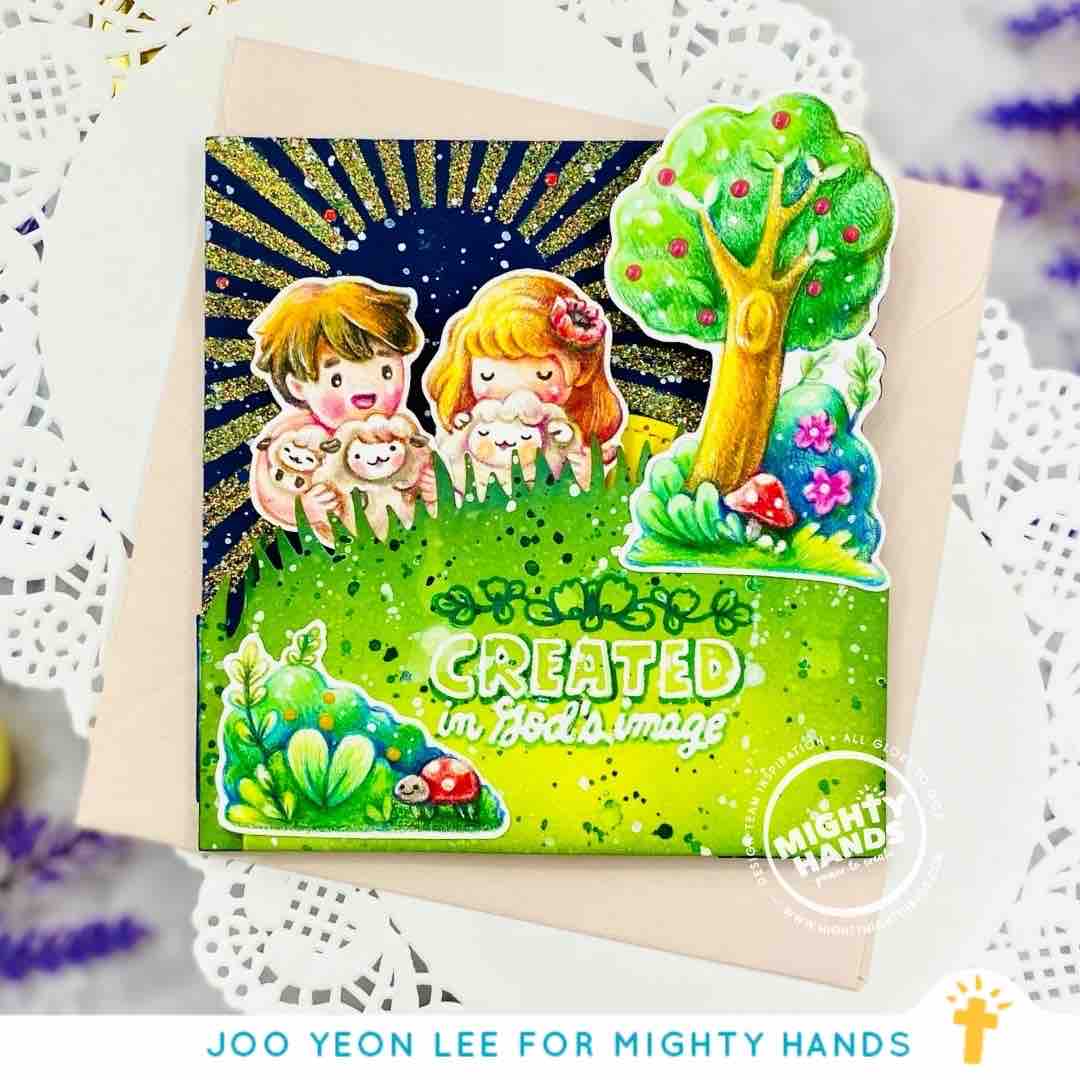 sheep male and female green pastures trees stamp set singapore commandment co