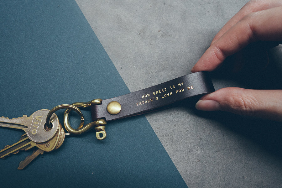 Leather Keychain with Brass - Keychain by The Messenger by TCCO, The Commandment Co , Christian Gifts Store Singapore
