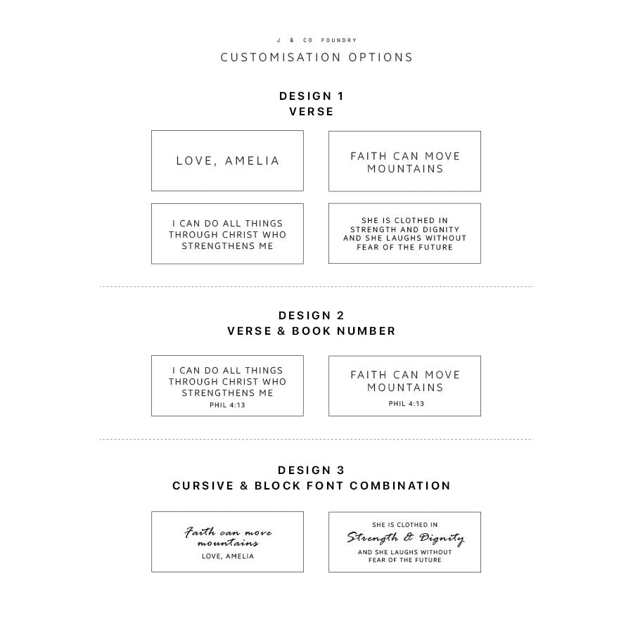 J&Co Foundry Classic Little Message Plate Bracelet - verse band by J&Co Foundry, The Commandment Co , Singapore Christian gifts shop