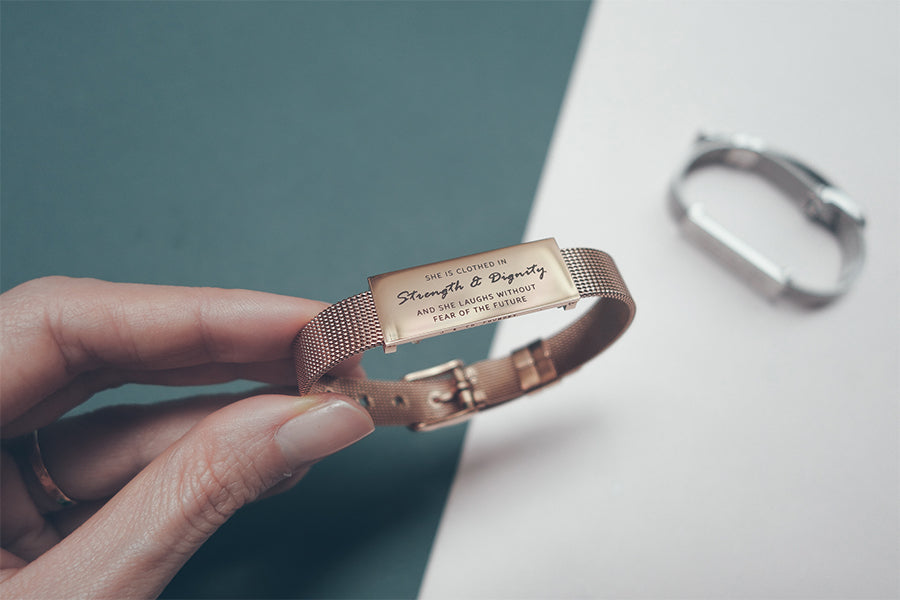 J&Co Foundry Classic Little Message Plate Bracelet - verse band by J&Co Foundry, The Commandment Co , Singapore Christian gifts shop