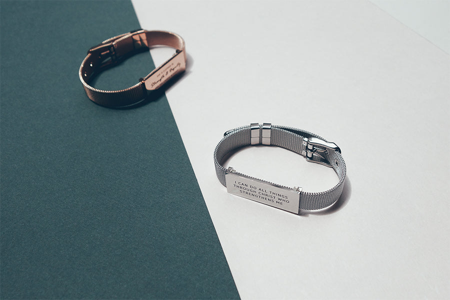 J&Co Foundry Classic Little Message Plate Bracelet - verse band by J&Co Foundry, The Commandment Co , Singapore Christian gifts shop