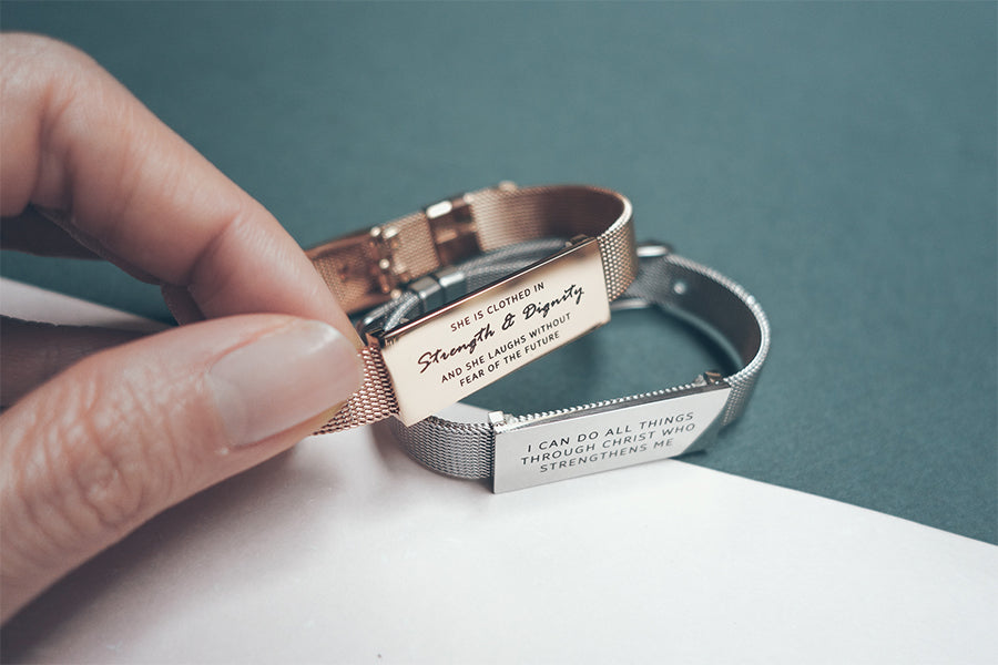 J&Co Foundry Classic Little Message Plate Bracelet - verse band by J&Co Foundry, The Commandment Co , Singapore Christian gifts shop