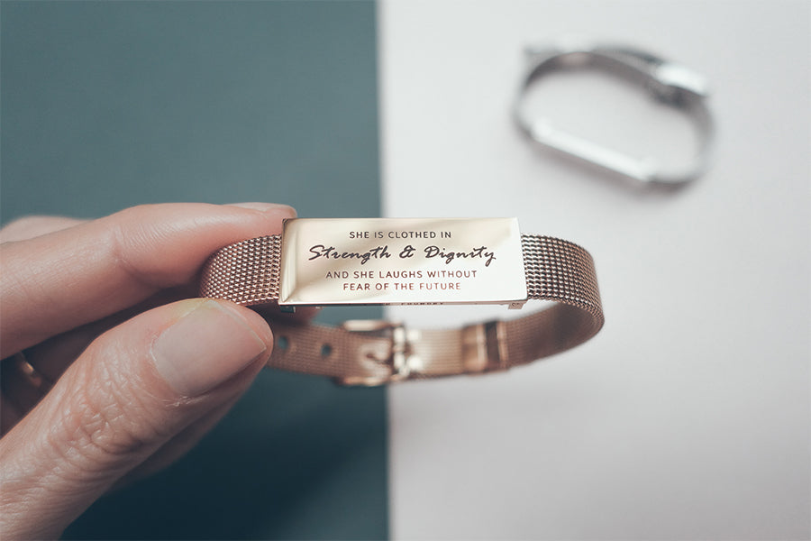J&Co Foundry Classic Little Message Plate Bracelet - verse band by J&Co Foundry, The Commandment Co , Singapore Christian gifts shop