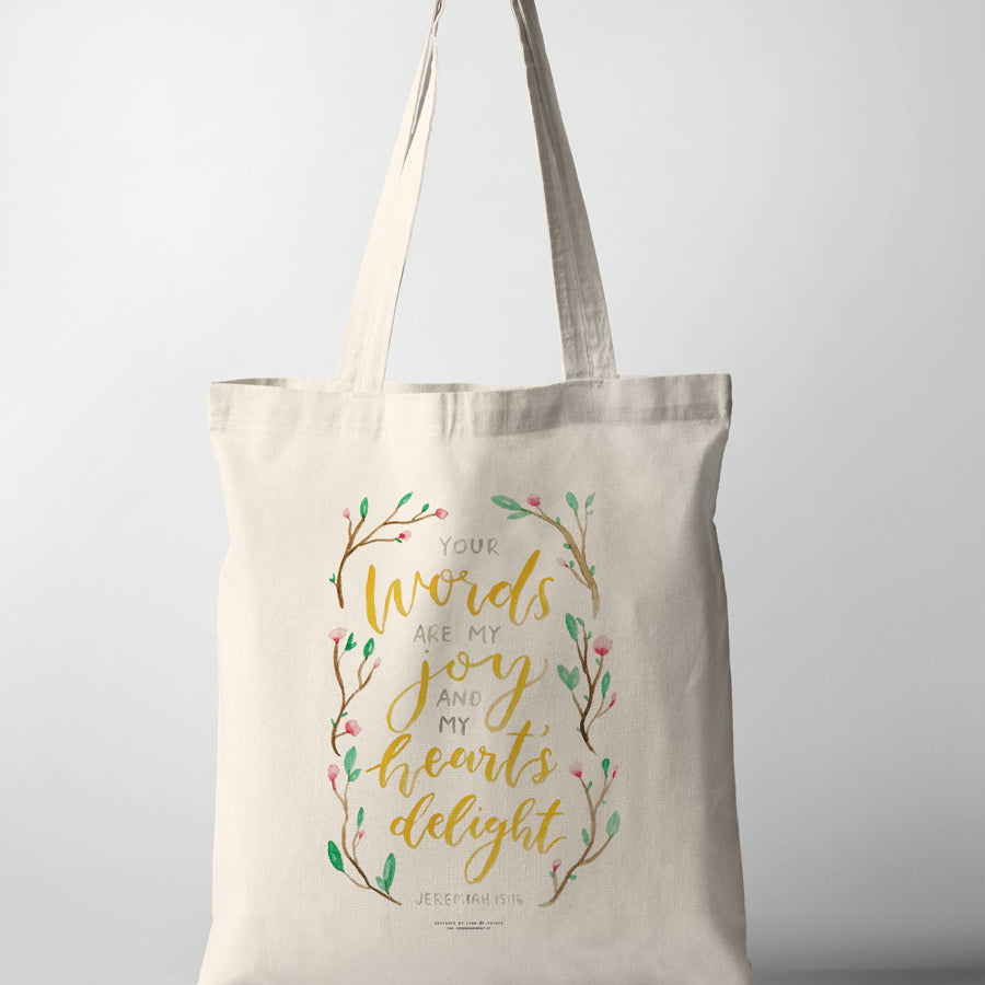 Your Words Are My Joy and My Heart's Delight {Tote Bag} - tote bag by P.Paints, The Commandment Co , Singapore Christian gifts shop