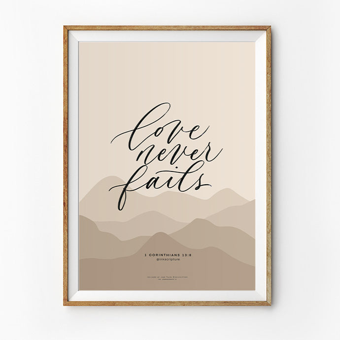 love never fails wall art poster design