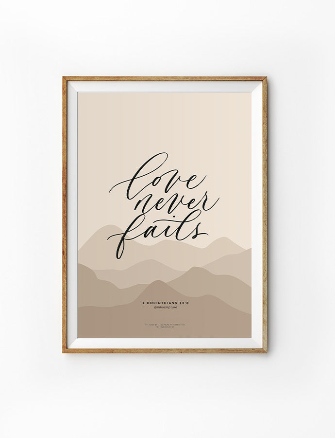 love never fails wall art poster design