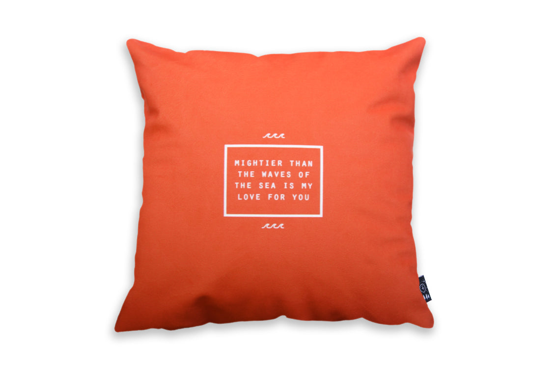 Mightier Than The Waves Of The Sea Is My Love For You Waves Whales Clouds Boats Birds Lighthouse Island Float Sky Blue Orange Velvet Soft Square Border