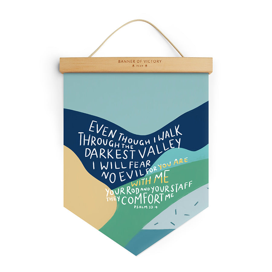 Even Though I Walk Through The Darkest Valley {Banner of Victory} - Banners by The Commandment Co, The Commandment Co , Singapore Christian gifts shop