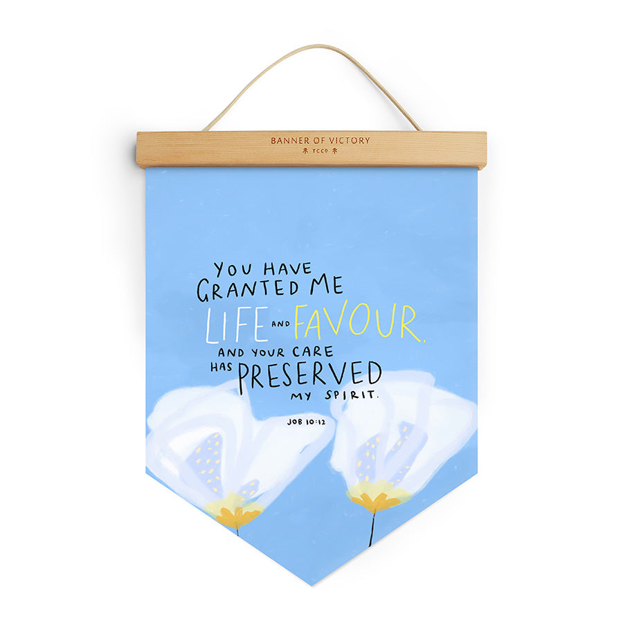 You Have Granted Me Life And Favour {Banner of Victory} - Banners by The Commandment Co, The Commandment Co , Singapore Christian gifts shop