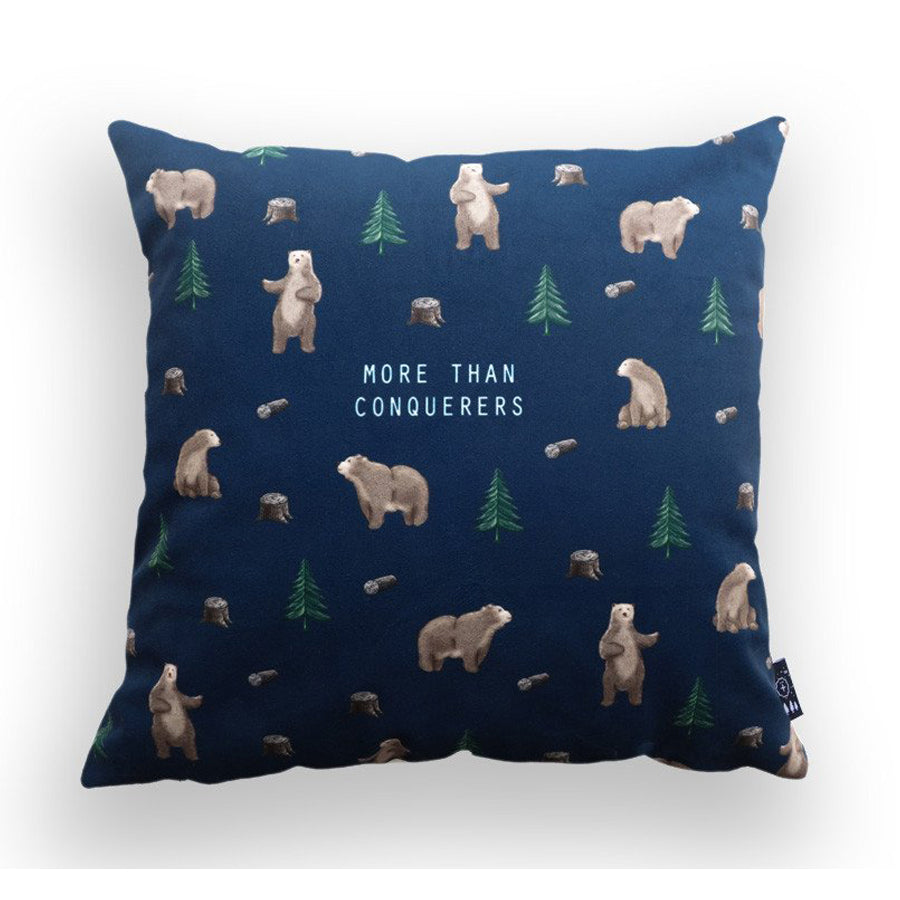 More Than Conquerors Romans 8:37 Christian cushion cover back view