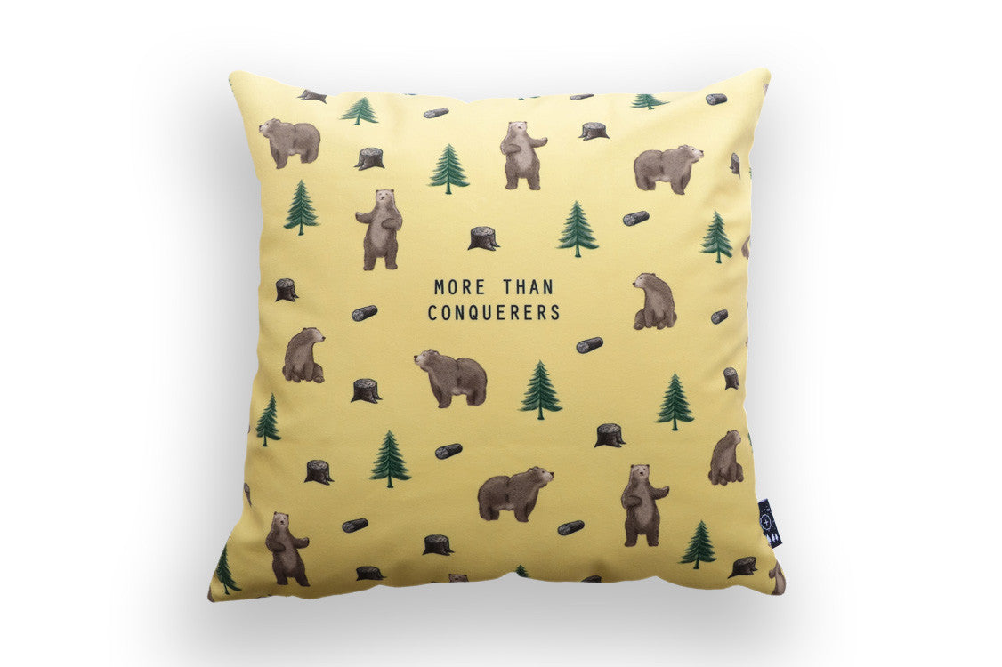 More Than Conquerors Romans 8:37 Christian cushion cover front view