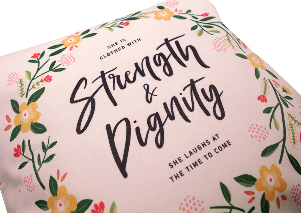 She is Clothed with Strength and Dignity {Cushion Cover} - Cushion Covers by The Commandment Co, The Commandment Co , Singapore Christian gifts shop