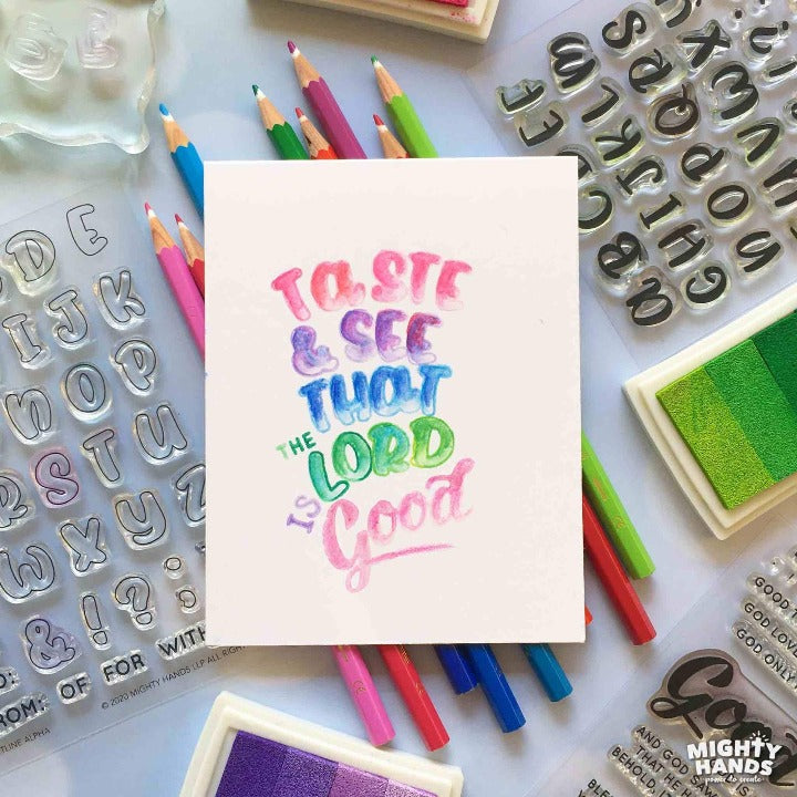 Outline Alpha {Stamp} - Stamps by Mighty Hands, The Commandment Co