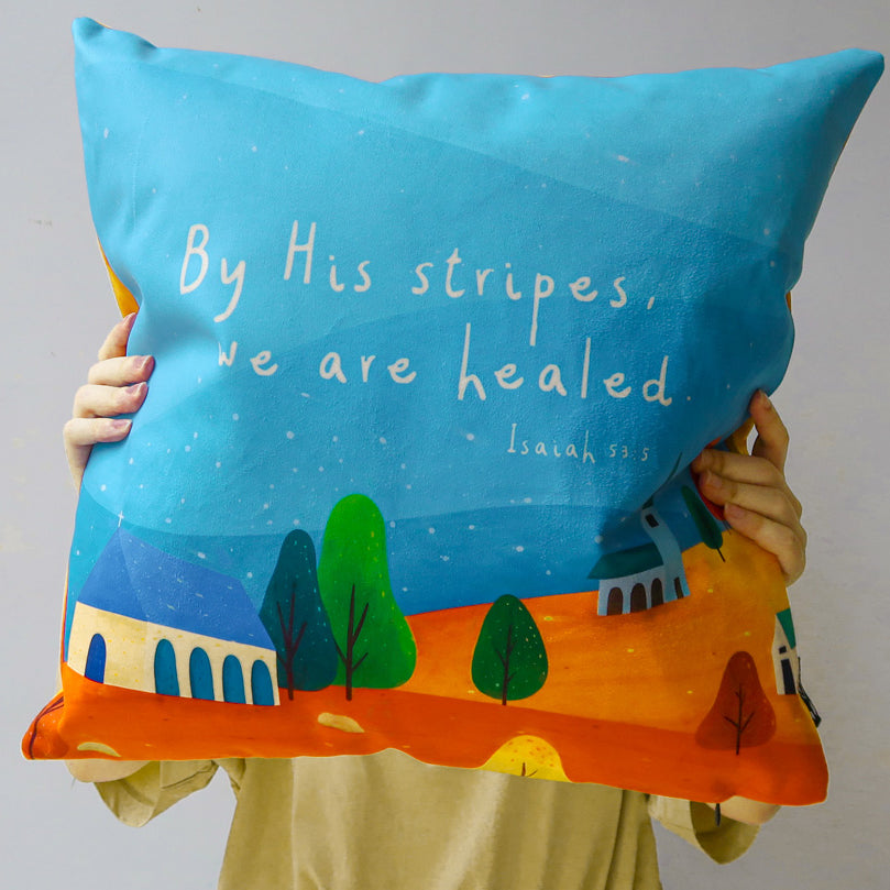 By His stripes, We are Healed {Cushion Cover} - Cushion Covers by The Commandment Co, The Commandment Co , Singapore Christian gifts shop