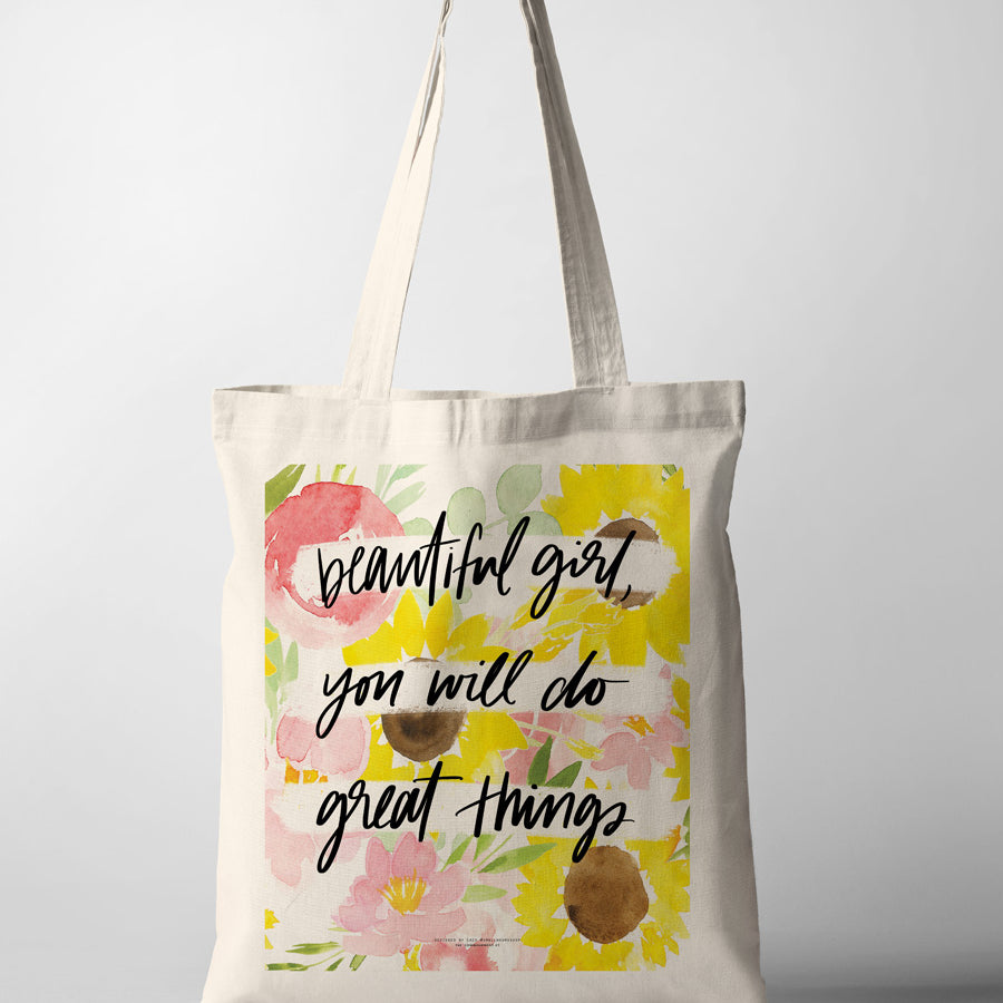 Great Things encouragement tote bag by Lacy Tatum of Small Hours Shop