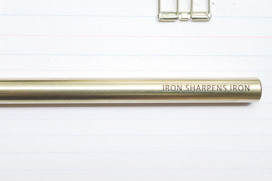 Brass pen gift for friends who inspires you to do better: Iron sharpens iron