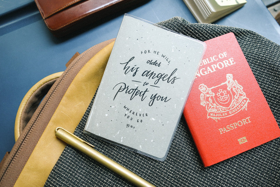 For He will order His angels to protect you wherever you go {Passport Cover} - Passport Cover by The Commandment Co, The Commandment Co , Singapore Christian gifts shop