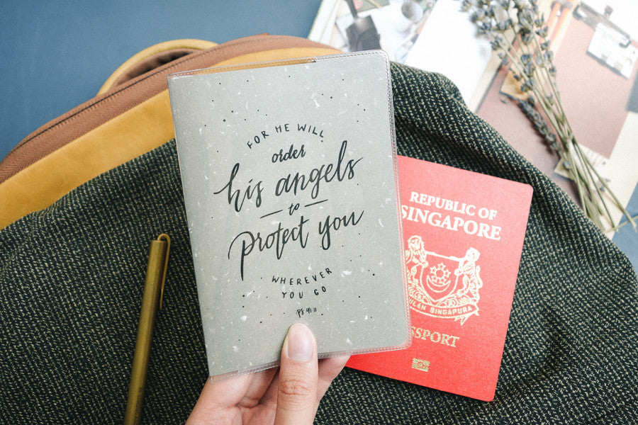 For He will order His angels to protect you wherever you go {Passport Cover} - Passport Cover by The Commandment Co, The Commandment Co , Singapore Christian gifts shop