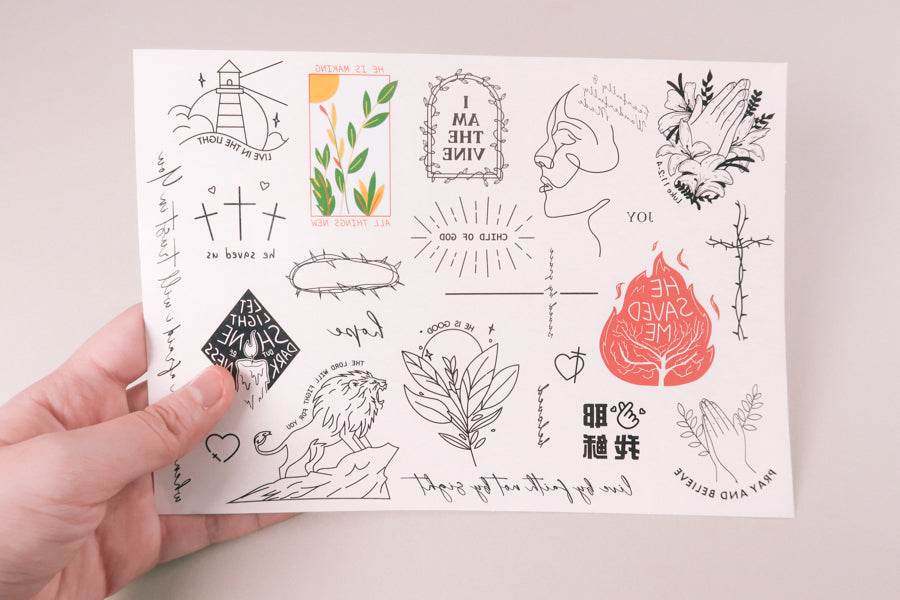 Temporary Tattoos Sheet - Tattoo by The Commandment Co, The Commandment Co , Singapore Christian gifts shop