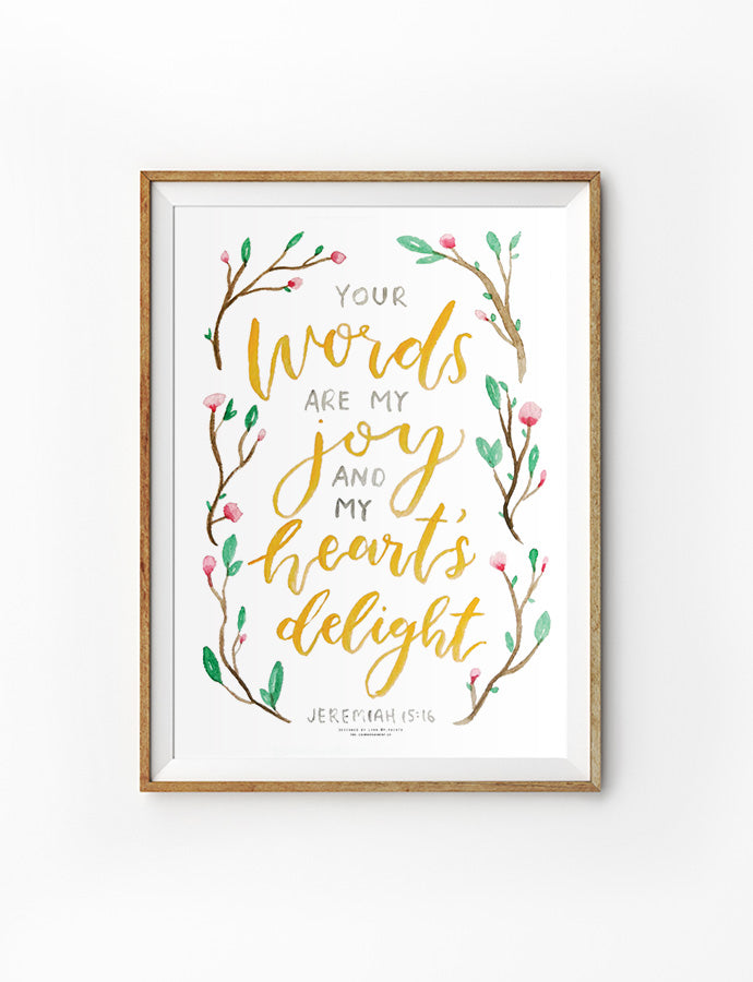 Your Words Are My Joy and My Heart's Delight {Poster} - Posters by P.Paints, The Commandment Co , Singapore Christian gifts shop