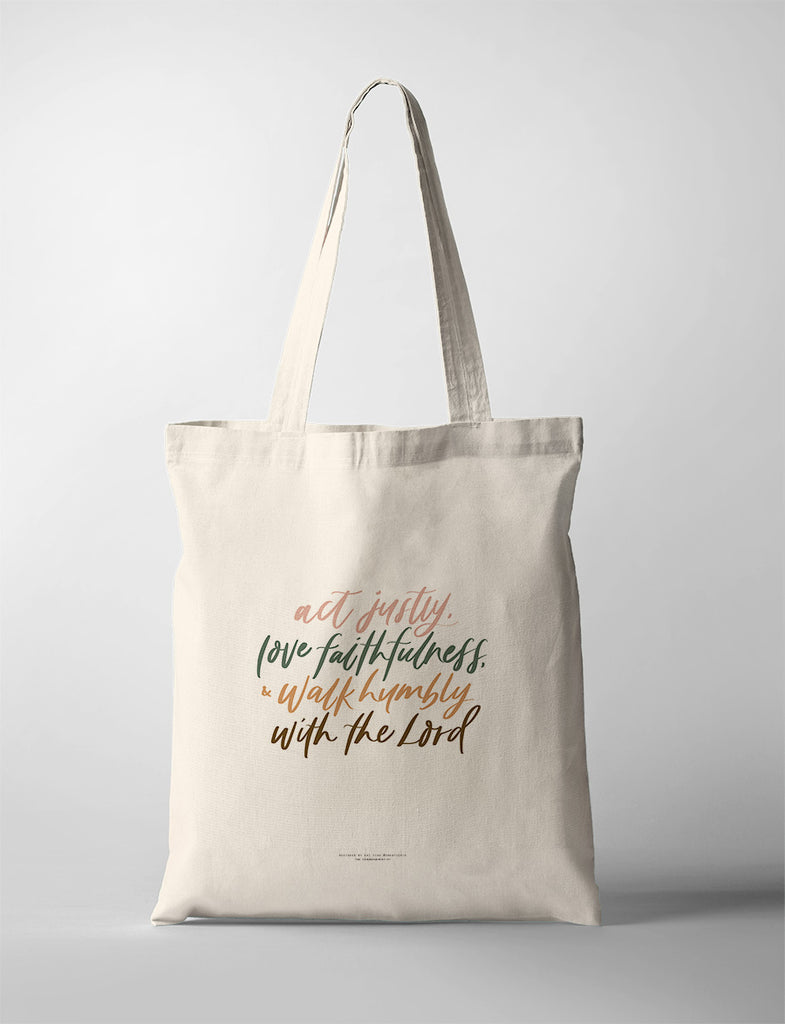 Act Justly Love Faithfulness {Tote Bag} - tote bag by Oh Katie Pie, The Commandment Co , Singapore Christian gifts shop