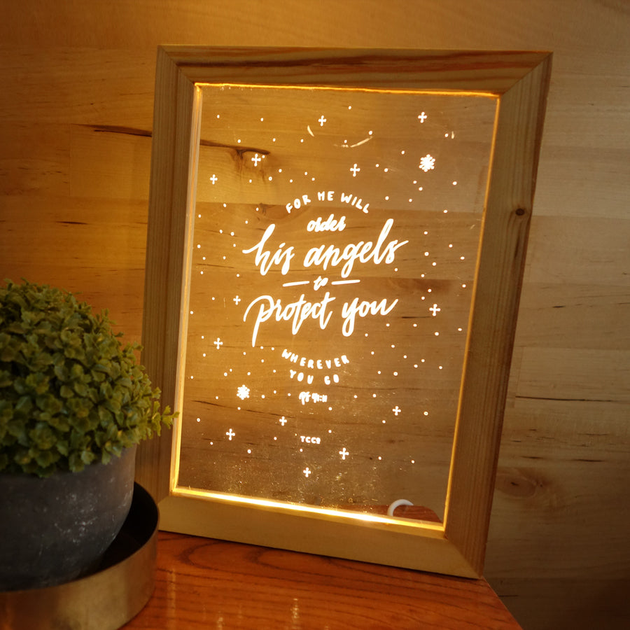 Angels Protect Christian night light inspired by Psalm 91:11