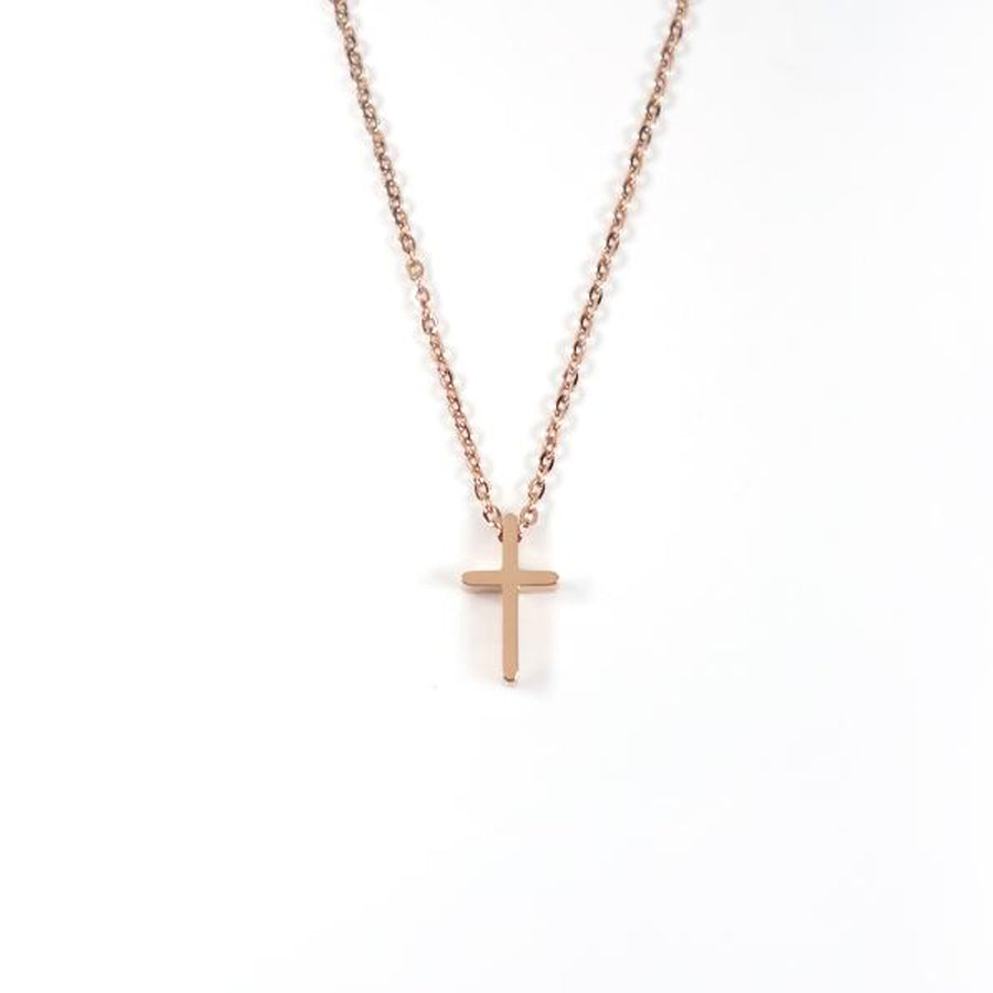 At The Cross V4 Christian necklace with gold-plated cross pendant.