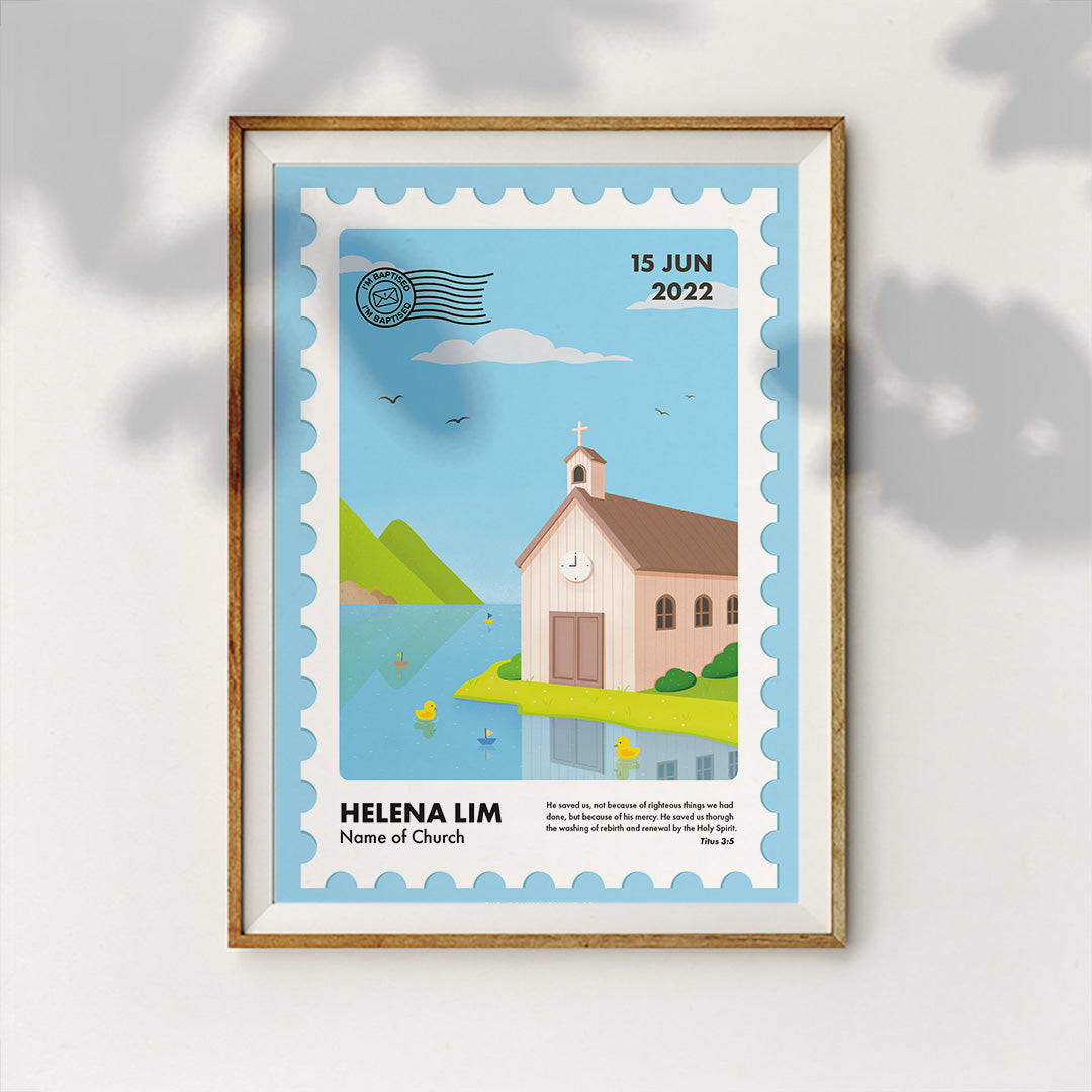 I Am Baptised Postage Stamp Poster {Customisable} - Posters by The Commandment Co, The Commandment Co , Singapore Christian gifts shop