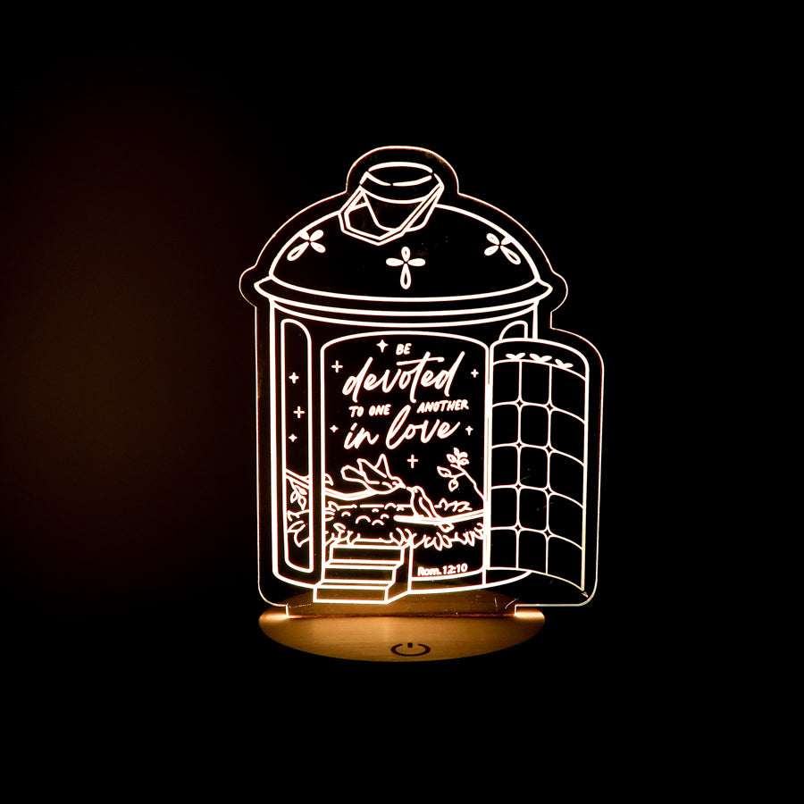 Be Devoted to One Another in Love Christian night light inspired by Romans 12:10