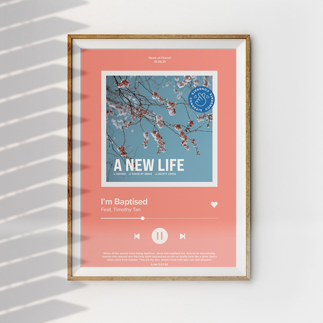 I Am Baptised Song Playlist Poster {Customisable} - Posters by The Commandment Co, The Commandment Co , Singapore Christian gifts shop