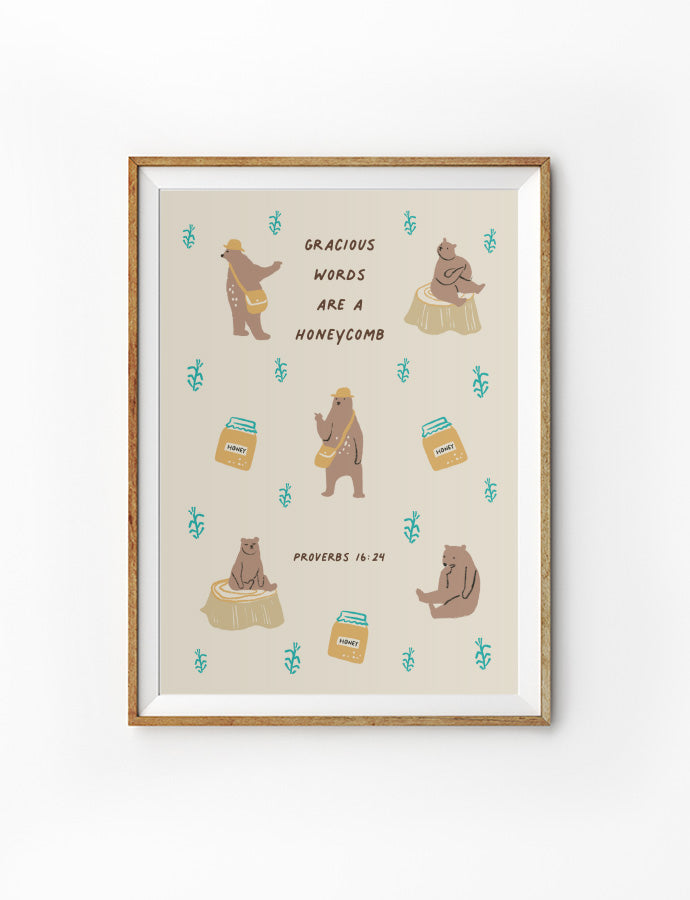 bear and honey bible art design by YMI x The Commandment Co Singapore Christian gift store